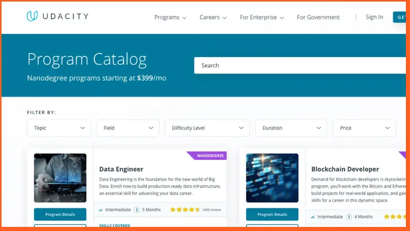 Udacity Nanodegree options